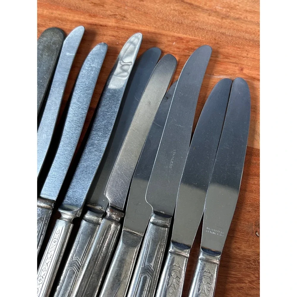 Vintage Mixed Pattern Stainless Dinner Knives Lot Wm A Rogers Aurora 20 pcs